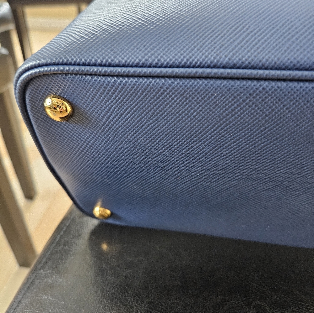 PRADA Medium Saffiano Leather Double Bag Bluette/ Fiery Red Authentic with Box! - Picture 5 of 8